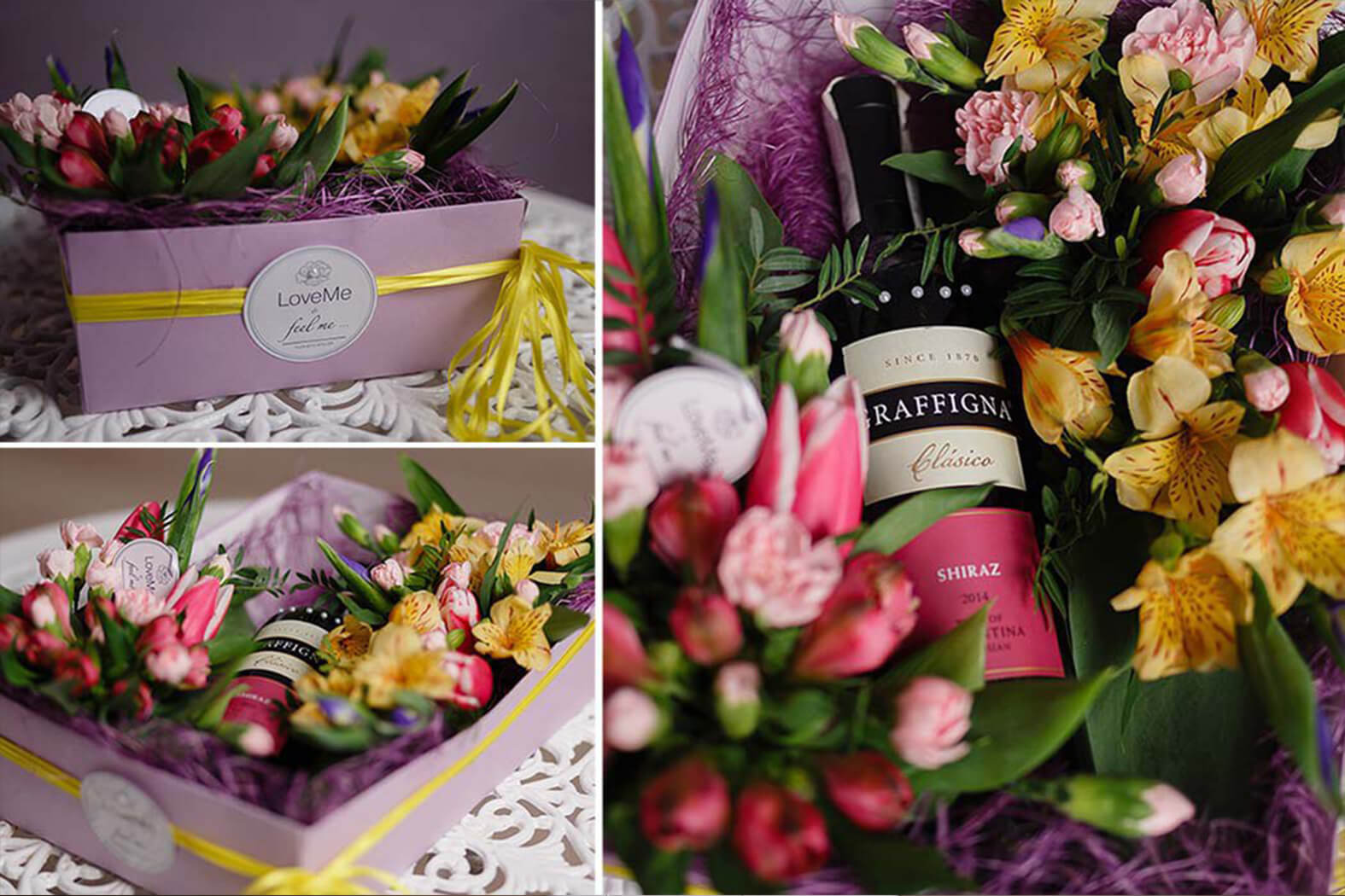 Цветы в шляпной коробке с макарунами сладостями вином под заказ цветы под заказ могилев свадебное агентство ЛавМи 