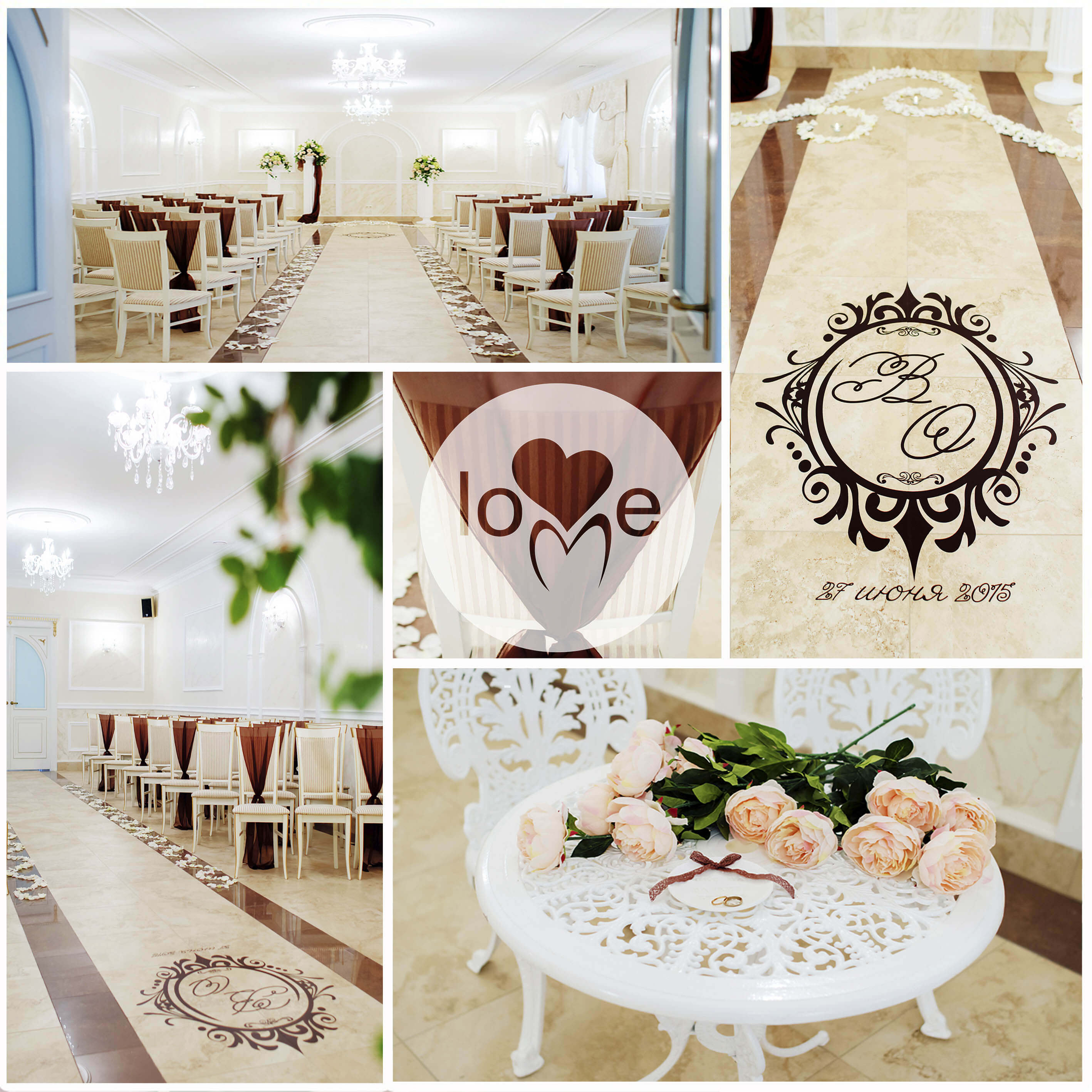 герб семьи с инициалами молодых Шоколадная кофейная свадьба выездная регистрация роспись церемония любужский замок могилев свадебное агентство ЛавМи организация декор банкетного зала ресторана украшение свадьбы